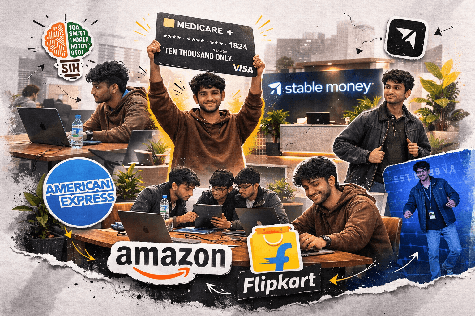 Harsh Ranjan - hackathons, internships, achievements collage